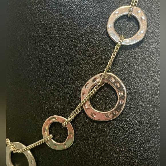 Silver tone necklace bundle, sun and moon, hammered metal, multistrand - Picture 6 of 16